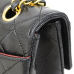 Chanel Shoulder Bag Quilted Lambskin Black Gold — view 7
