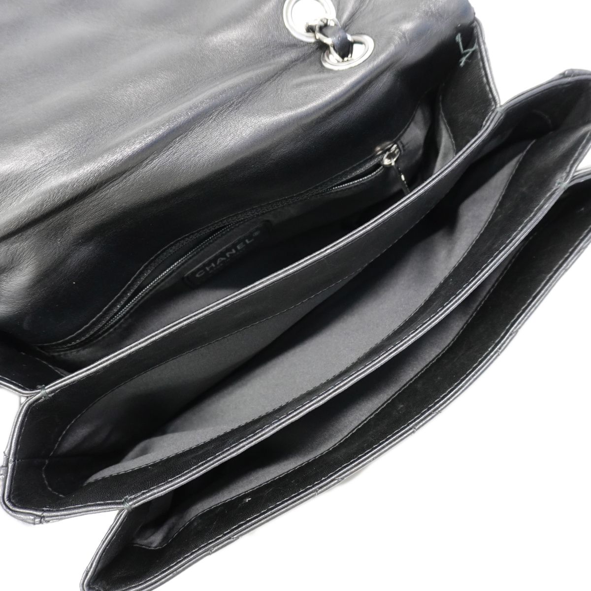 Chanel Shoulder Bag Quilted Lambskin Black Silver — view 4