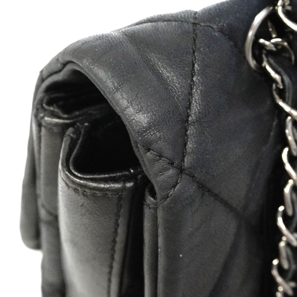 Chanel Shoulder Bag Quilted Lambskin Black Silver — view 7