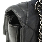 Chanel Shoulder Bag Quilted Lambskin Black Silver — view 7