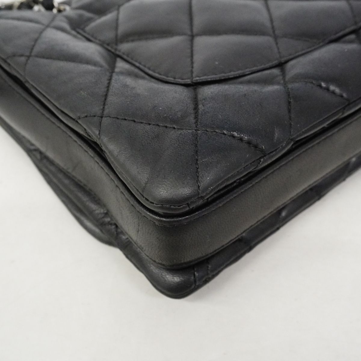 Chanel Shoulder Bag Quilted Lambskin Black Silver — view 6