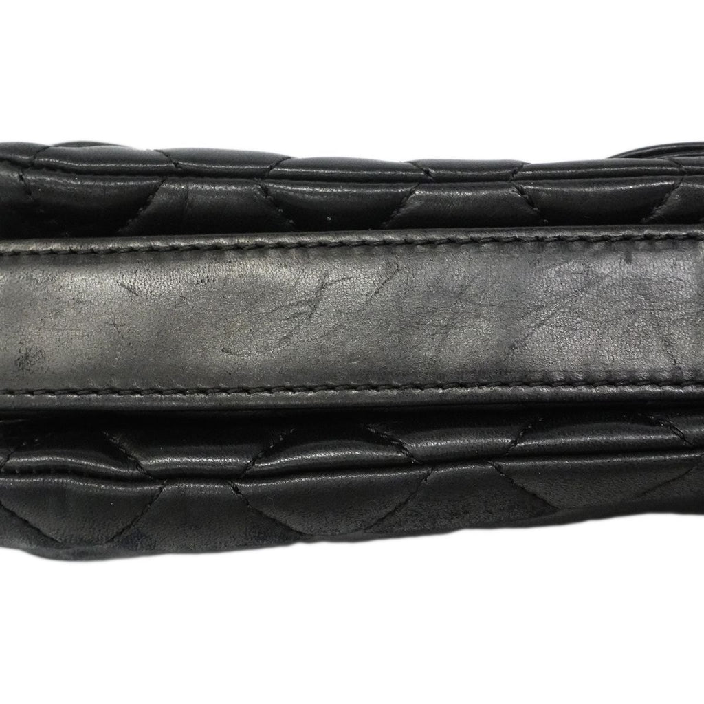 Chanel Shoulder Bag Quilted Lambskin Black Silver — view 9