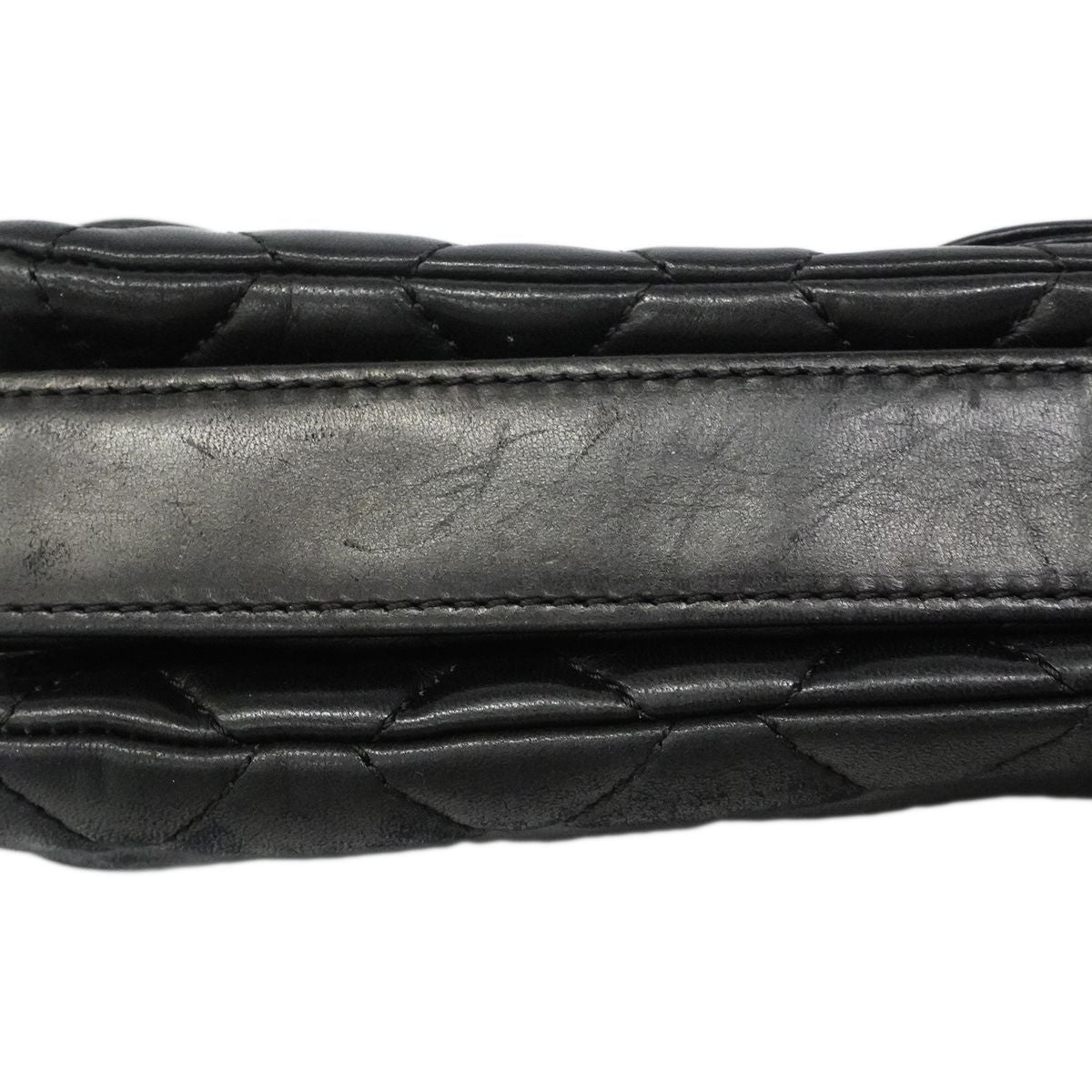 Chanel Shoulder Bag Quilted Lambskin Black Silver — view 9