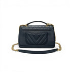Chanel Shoulder Bag Navy Gold Blanc CC Logo Stitch Chain Turnlock 2-Way — view 3