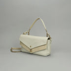 Chanel Blanc Stitch Shoulder Bag Calfskin Beige Gold Chain Bag CC Logo Turnlock — view 2