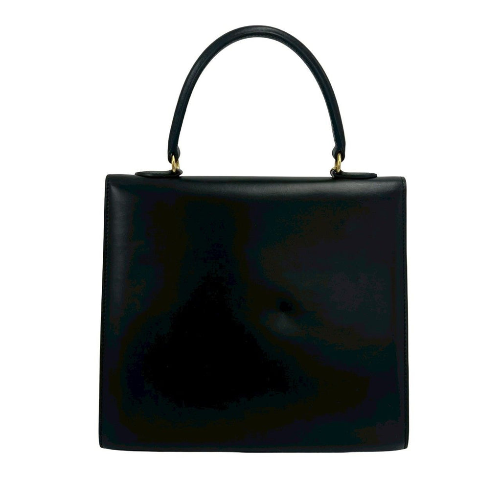 Celine Vintage Logo Ring Calf Leather Tote Black — view 3
