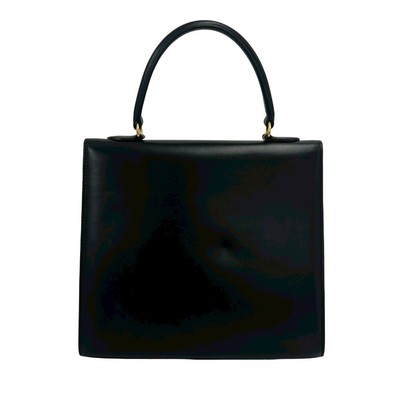 Celine Vintage Logo Ring Calf Leather Tote Black — view 3