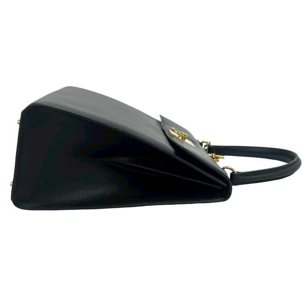 Celine Vintage Logo Ring Calf Leather Tote Black — view 6