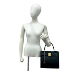 Celine Vintage Logo Ring Calf Leather Tote Black — view 2