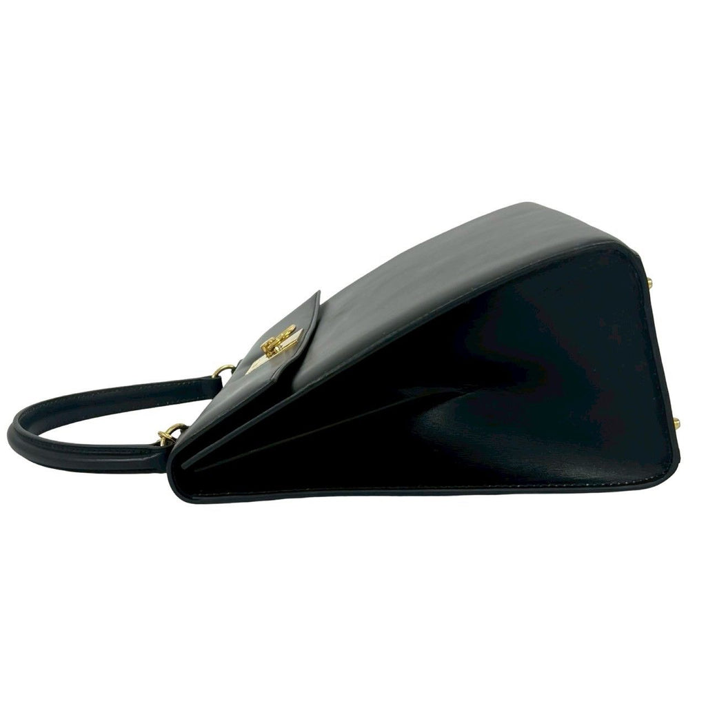 Celine Vintage Logo Ring Calf Leather Tote Black — view 5