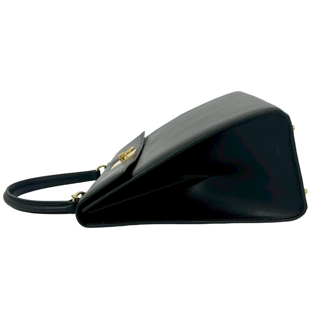 Celine Vintage Logo Ring Calf Leather Tote Black — view 5