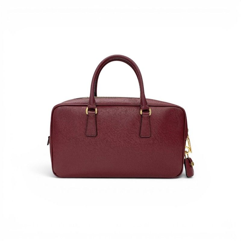 Prada Tote Bordeaux Gold Saffiano Leather Triangle Logo Handbag — view 3