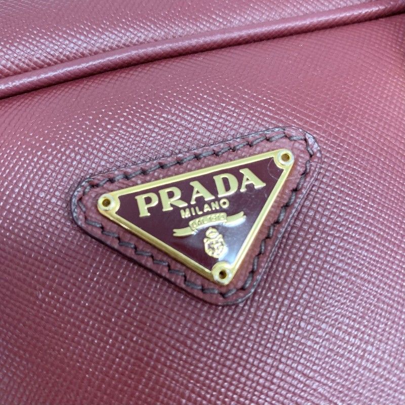 Prada Tote Bordeaux Gold Saffiano Leather Triangle Logo Handbag — view 9