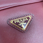 Prada Tote Bordeaux Gold Saffiano Leather Triangle Logo Handbag — view 9