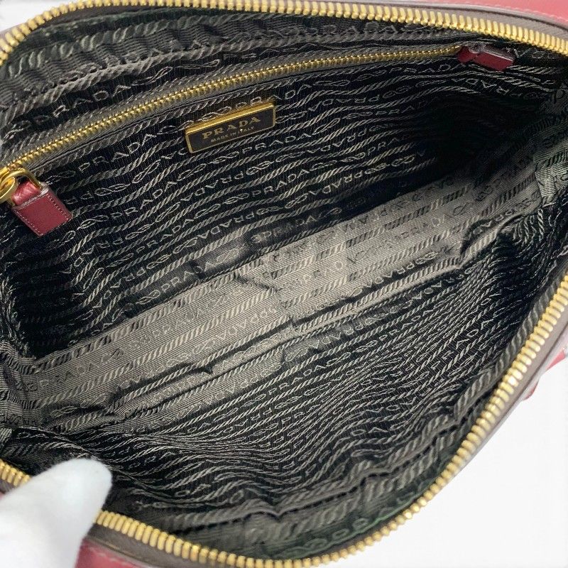 Prada Tote Bordeaux Gold Saffiano Leather Triangle Logo Handbag — view 6