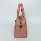 Chanel CC Logo Quilted Mini Boston Bag Caviar Leather Pink Gold Vintage — view 5
