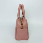 Chanel CC Logo Quilted Mini Boston Bag Caviar Leather Pink Gold Vintage — view 4