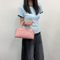 Chanel CC Logo Quilted Mini Boston Bag Caviar Leather Pink Gold Vintage
