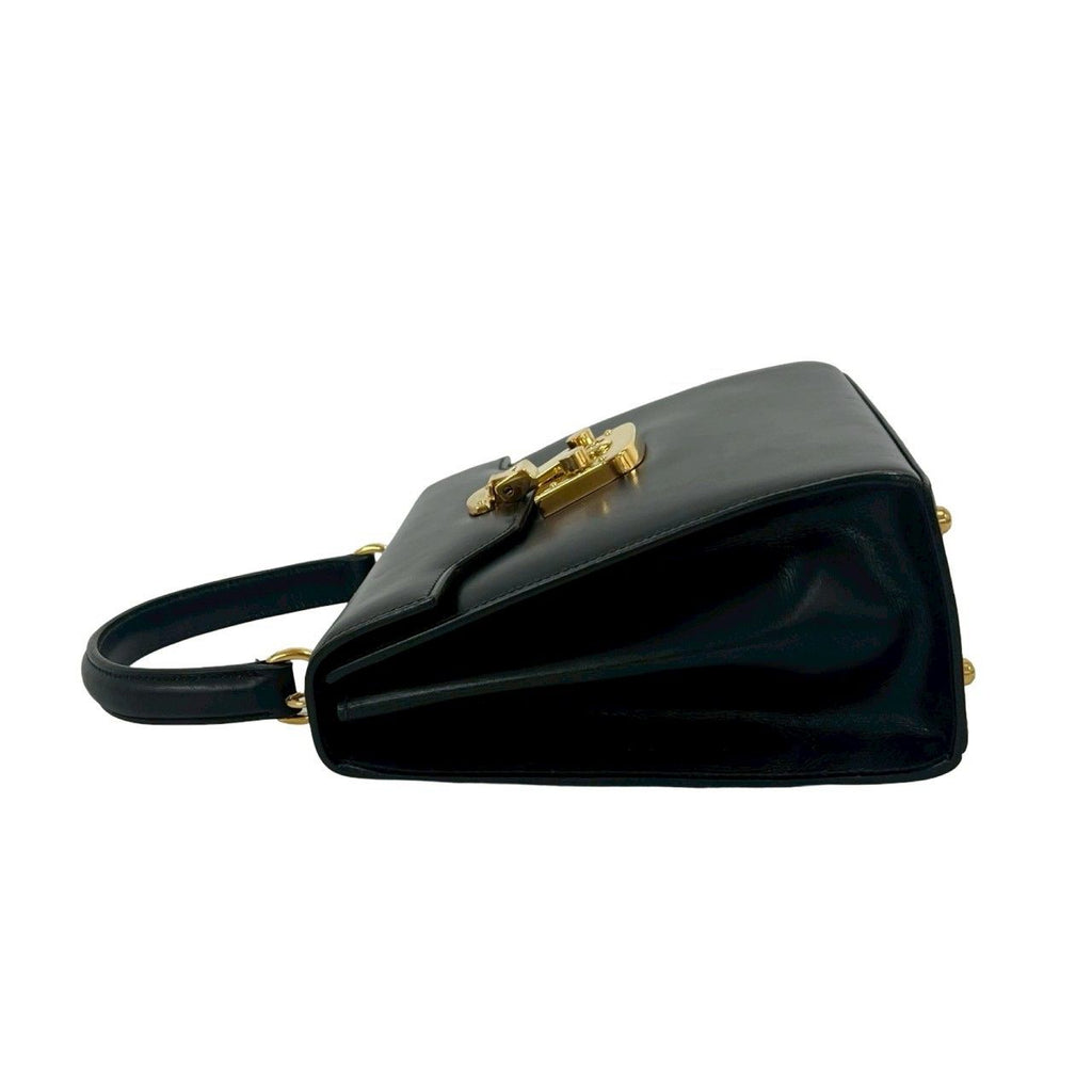 Gucci Vintage Ladylock Leather 2-Way Shoulder Bag Black — view 5