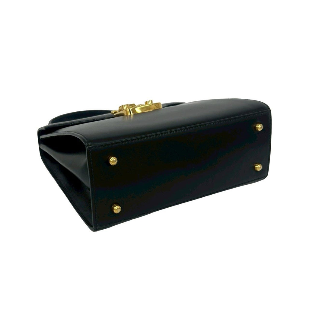 Gucci Vintage Ladylock Leather 2-Way Shoulder Bag Black — view 7
