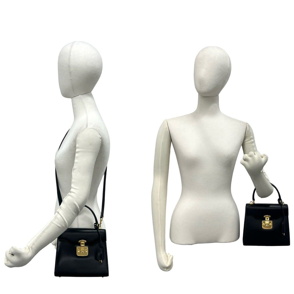 Gucci Vintage Ladylock Leather 2-Way Shoulder Bag Black — view 2