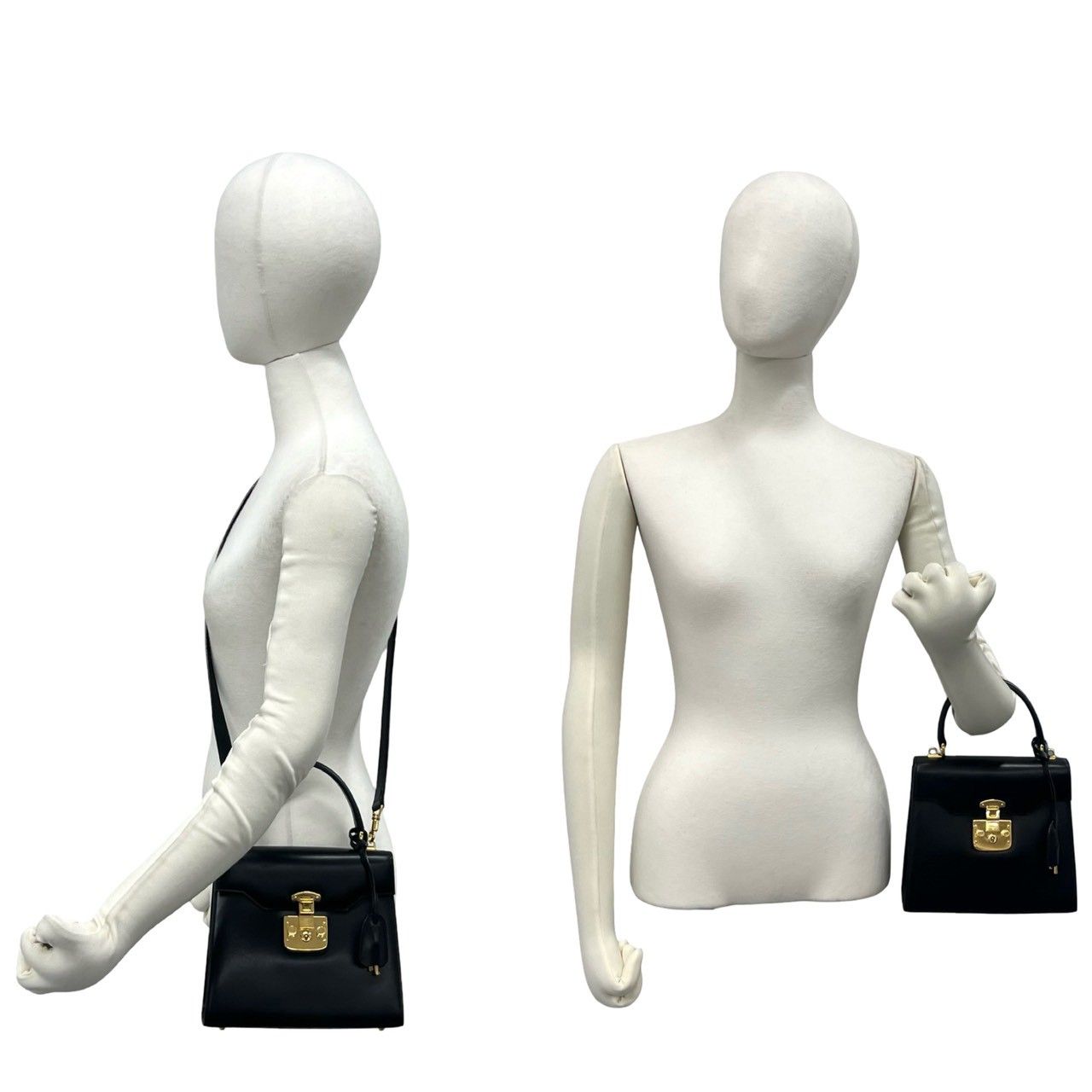Gucci Vintage Ladylock Leather 2-Way Shoulder Bag Black — view 2