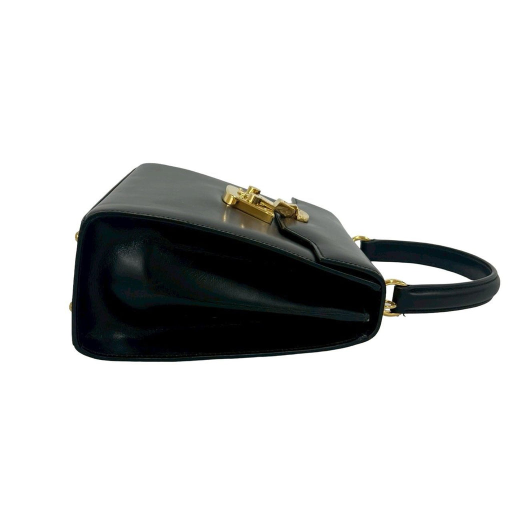 Gucci Vintage Ladylock Leather 2-Way Shoulder Bag Black — view 6