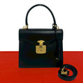 Gucci Vintage Ladylock Leather 2-Way Shoulder Bag Black