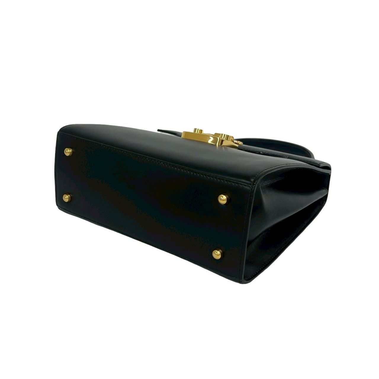 Gucci Vintage Ladylock Leather 2-Way Shoulder Bag Black — view 8