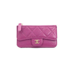 Chanel Wallet Coin Purse Purple Gold CC Logo Fragment Case Classic Zip Card