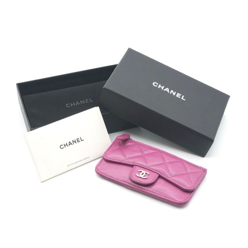Chanel Wallet Coin Purse Purple Gold CC Logo Fragment Case Classic Zip Card — view 8