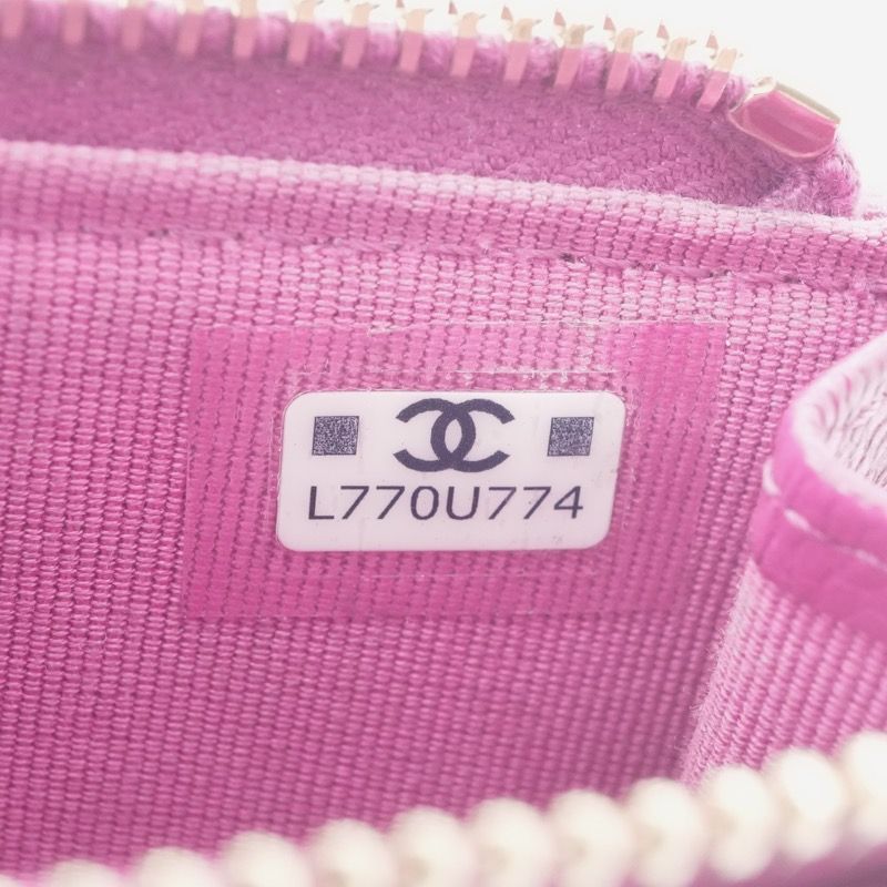 Chanel Wallet Coin Purse Purple Gold CC Logo Fragment Case Classic Zip Card — view 7