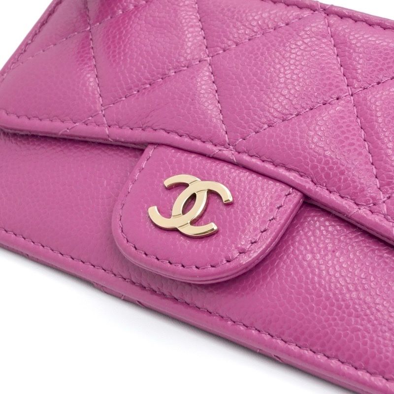 Chanel Wallet Coin Purse Purple Gold CC Logo Fragment Case Classic Zip Card — view 4