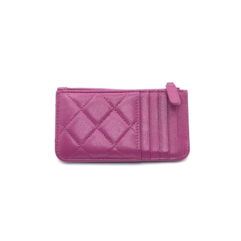 Chanel Wallet Coin Purse Purple Gold CC Logo Fragment Case Classic Zip Card — view 3