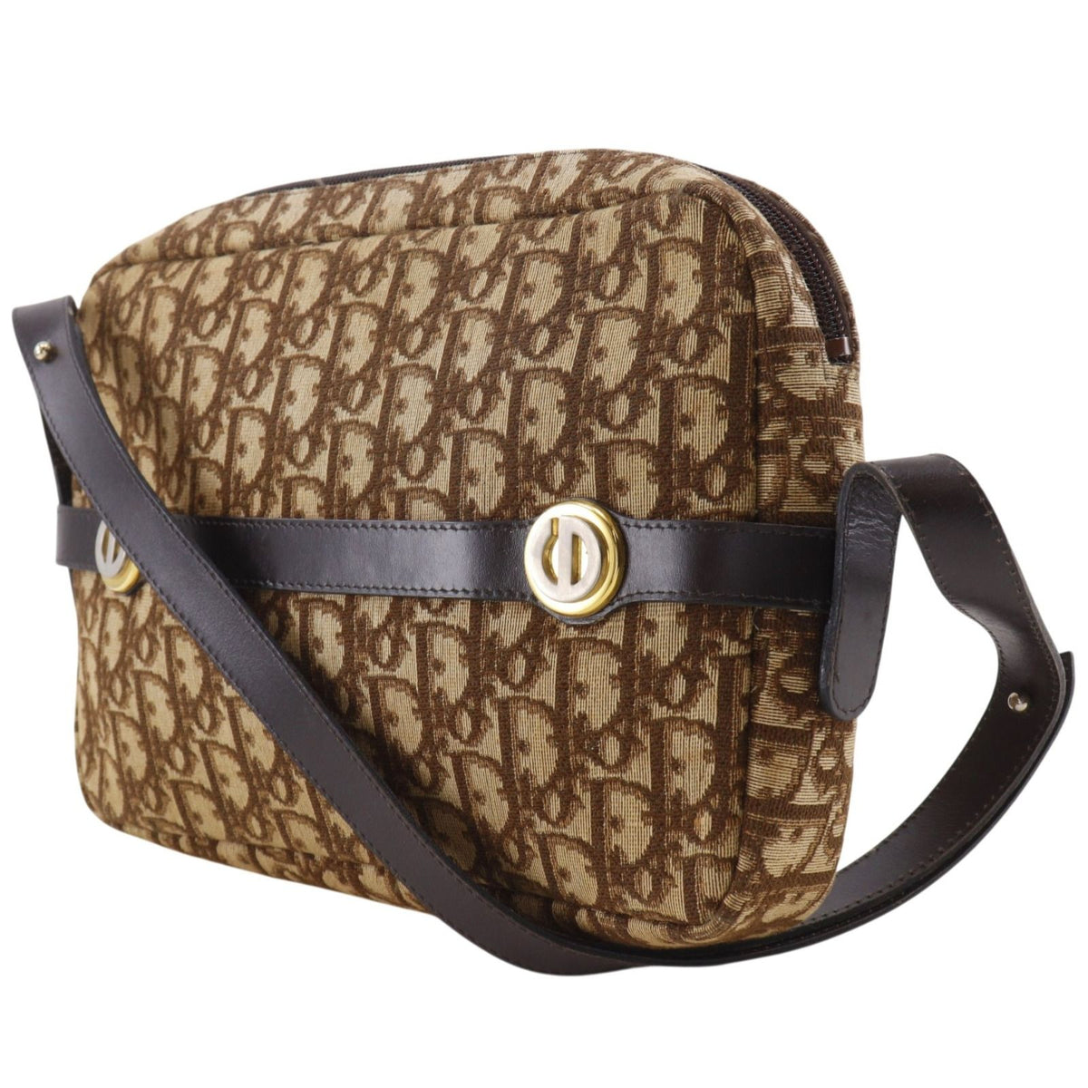 Dior Trotter Vintage Canvas Brown Shoulder Bag — view 2