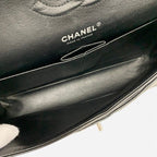 Chanel Shoulder Bag Black Silver Blanc CC Logo Stitch Double Chain Flap Turnlock — view 7
