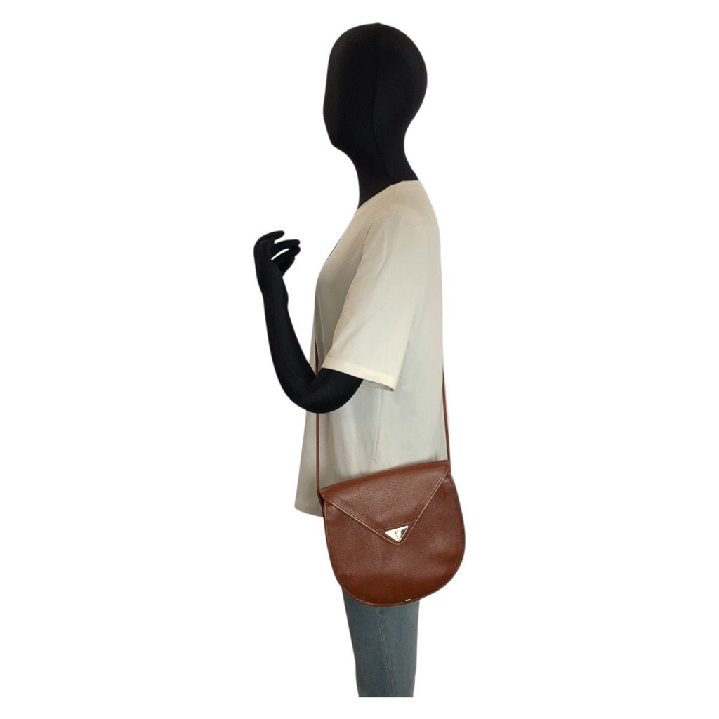 Saint Laurent Vintage YSL Brown Gold Leather Shoulder Bag Pochette — view 6