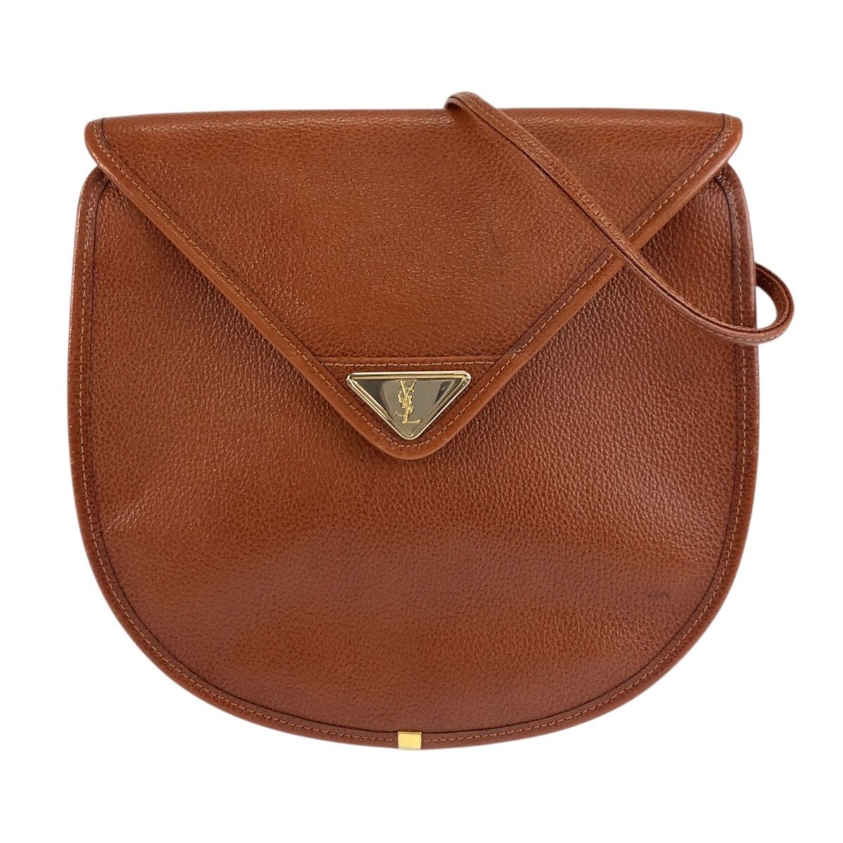 Saint Laurent Vintage YSL Brown Gold Leather Shoulder Bag Pochette