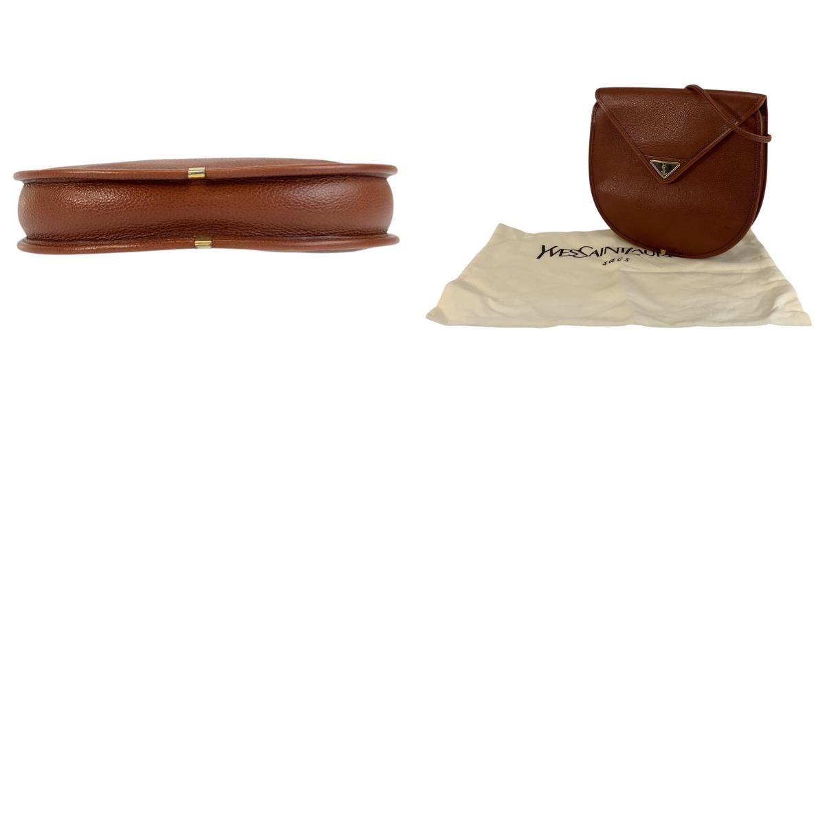 Saint Laurent Vintage YSL Brown Gold Leather Shoulder Bag Pochette — view 9
