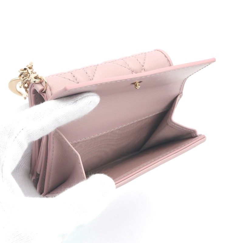 Dior Wallet Trifold Mini Pink Gold Lady Lotus Compact — view 7