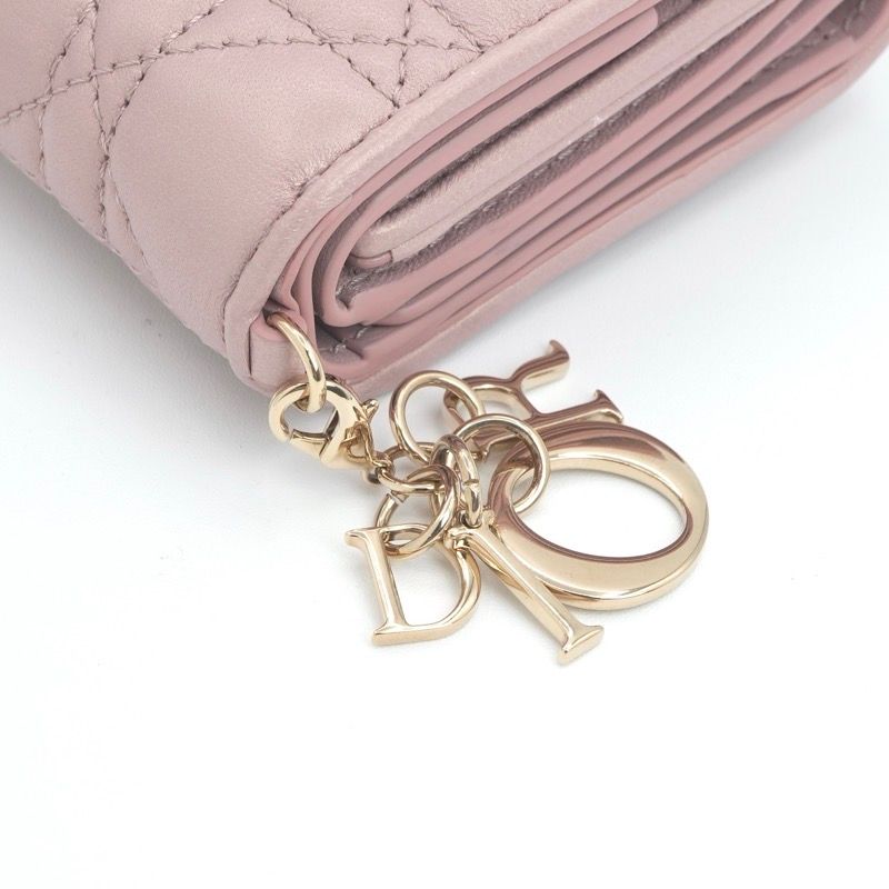 Dior Wallet Trifold Mini Pink Gold Lady Lotus Compact — view 5