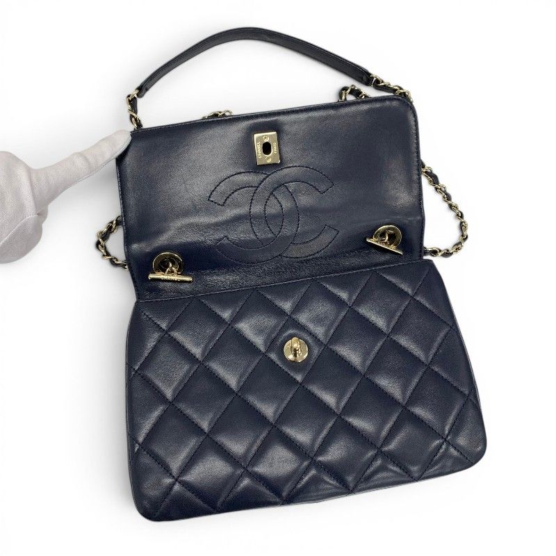 Chanel Trendy CC Shoulder Bag Navy Gold CC Logo Turnlock Chain 2-Way — view 6