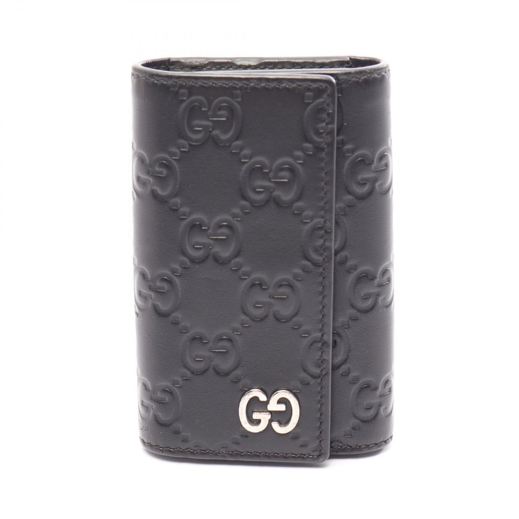 Gucci Key Case Guccissima 6 Rows Black Leather Guccissima Key Holder