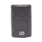 Gucci Key Case Guccissima 6 Rows Black Leather Guccissima Key Holder