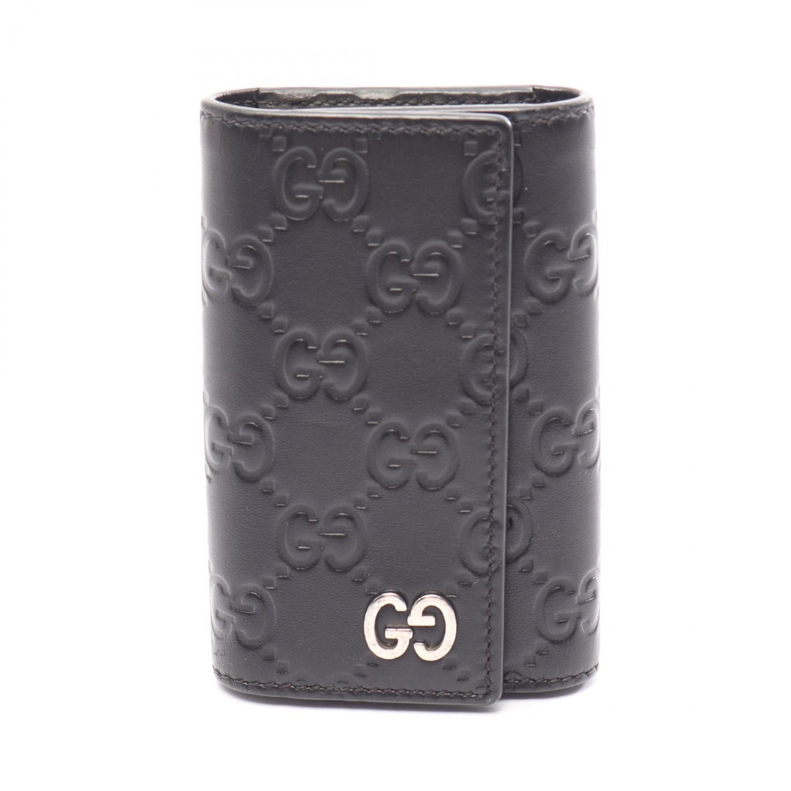 Gucci Key Case Guccissima 6 Rows Black Leather Guccissima Key Holder