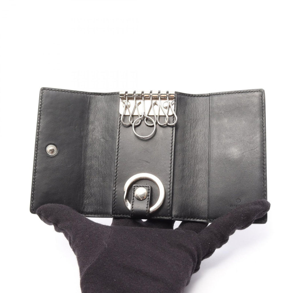 Gucci Key Case Guccissima 6 Rows Black Leather Guccissima Key Holder — view 3