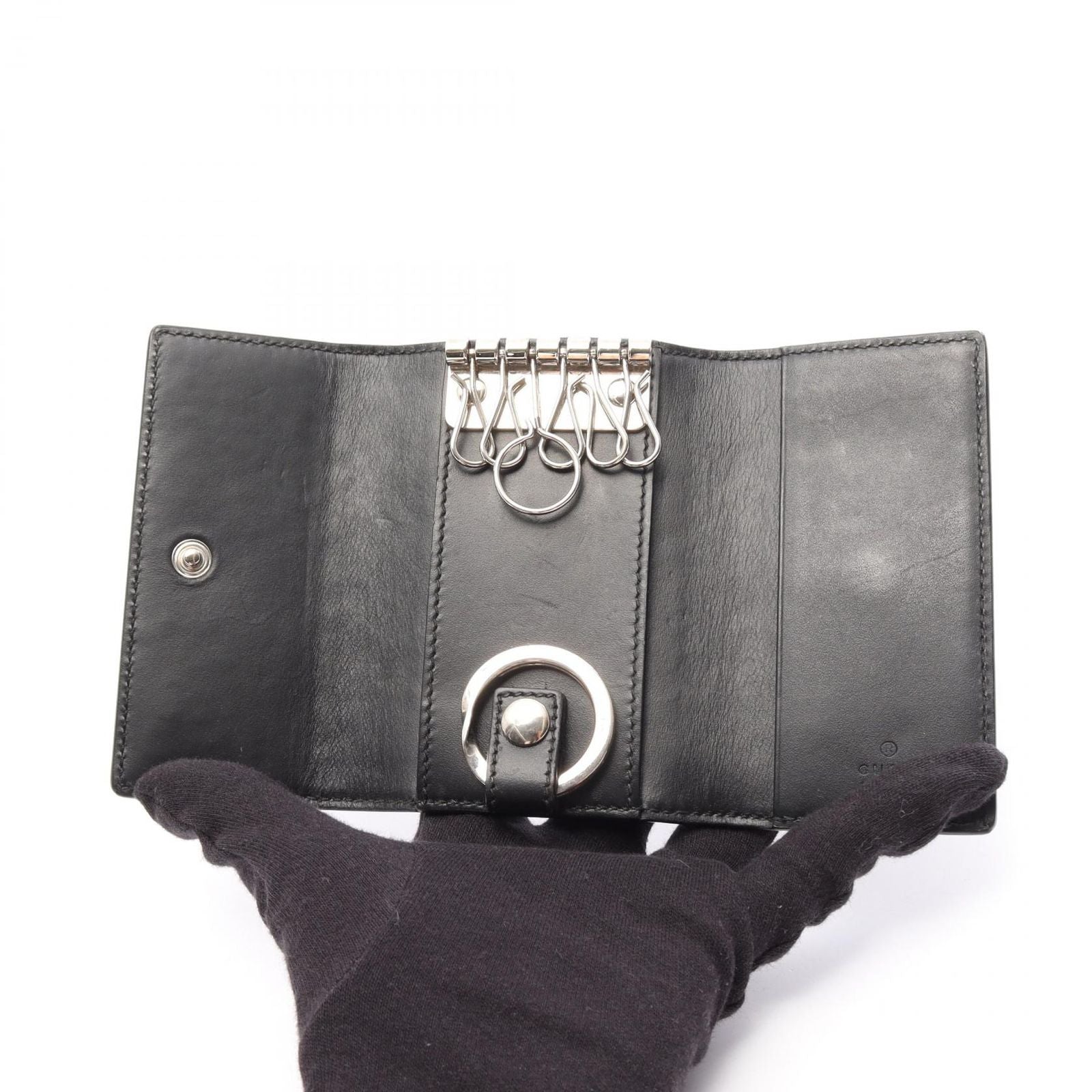 Gucci Key Case Guccissima 6 Rows Black Leather Guccissima Key Holder — view 3