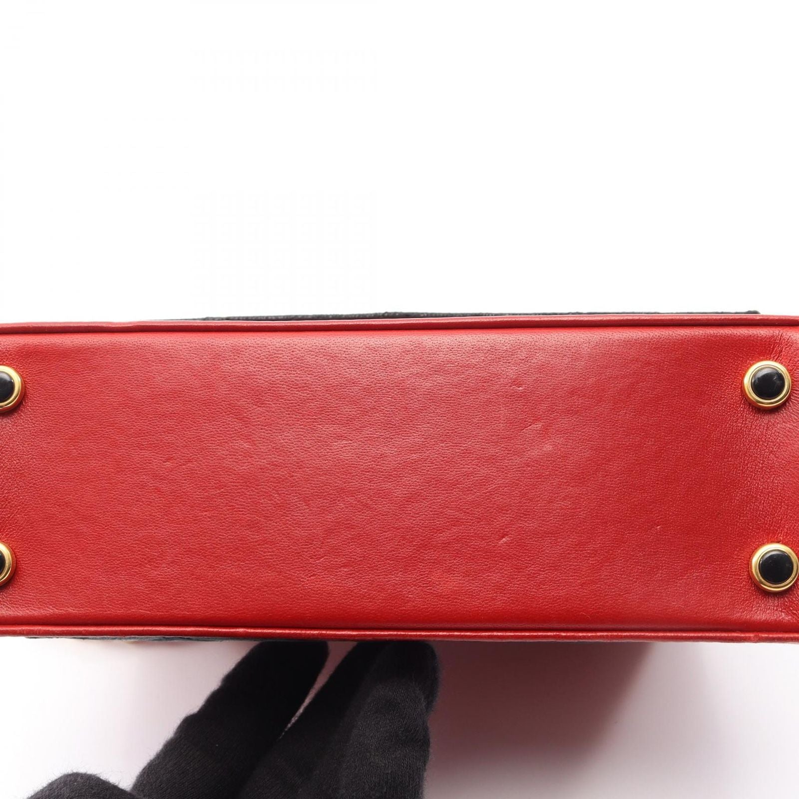 Chanel Shoulder Bag Quilted Red Navy Lambskin Bicolor Chain — view 9