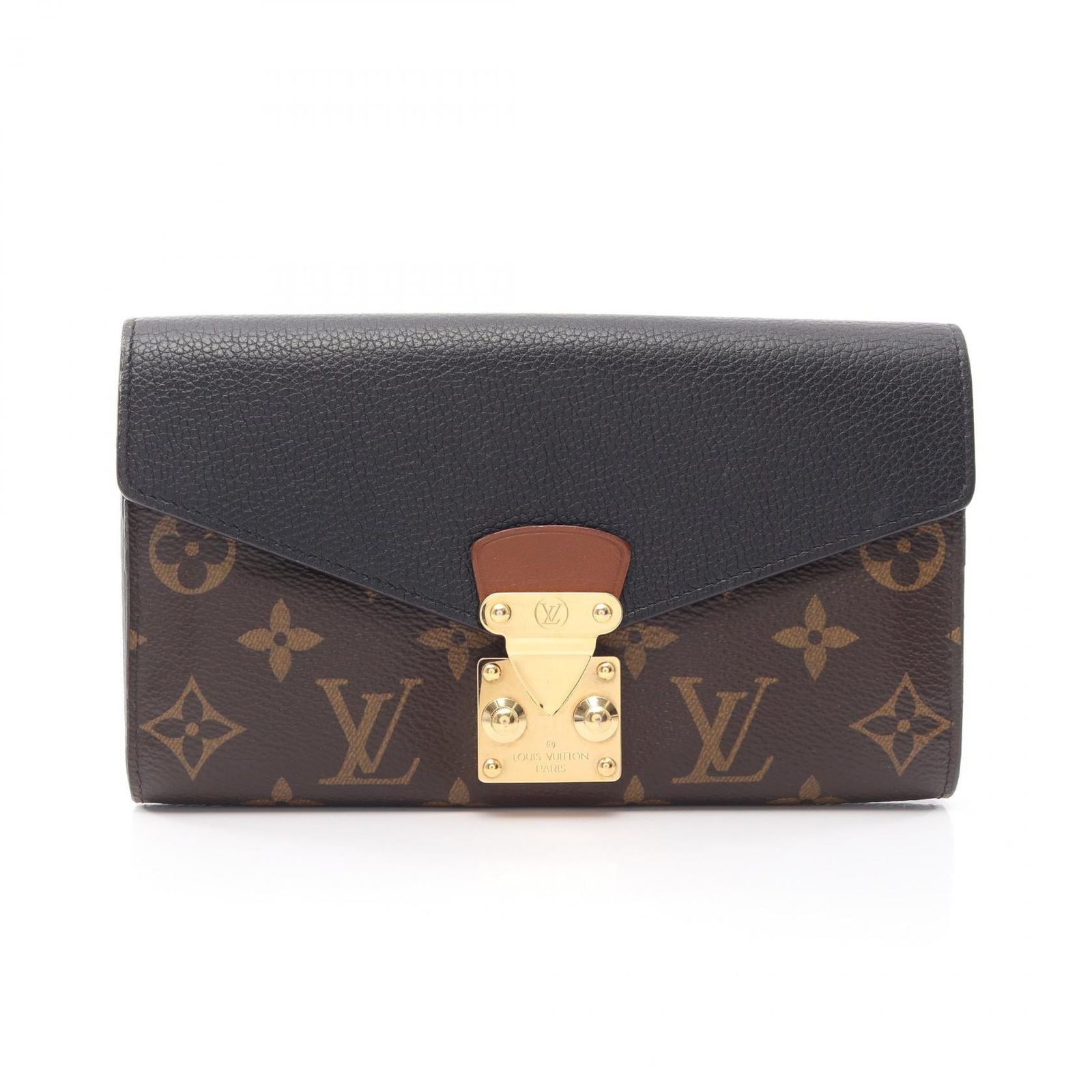 Louis Vuitton Bifold Wallet Portefeuille Pallas Monogram Noir Leather