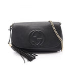 Gucci Shoulder Bag Soho Interlocking Black Leather Chain